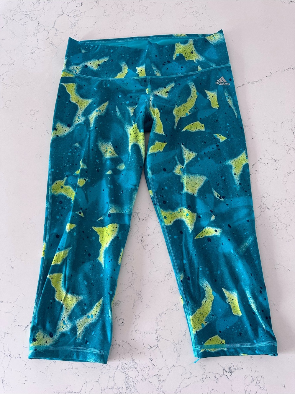 Adidas Teal & Lime Climalite mid-rise Leggings - womenโs